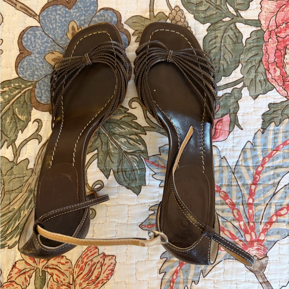 J. Crew Brown Braided Ankle-Strap Sandals